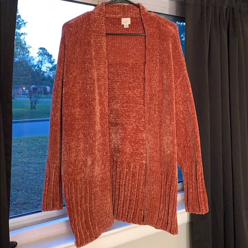 Dusty rose colored chenille cardigan